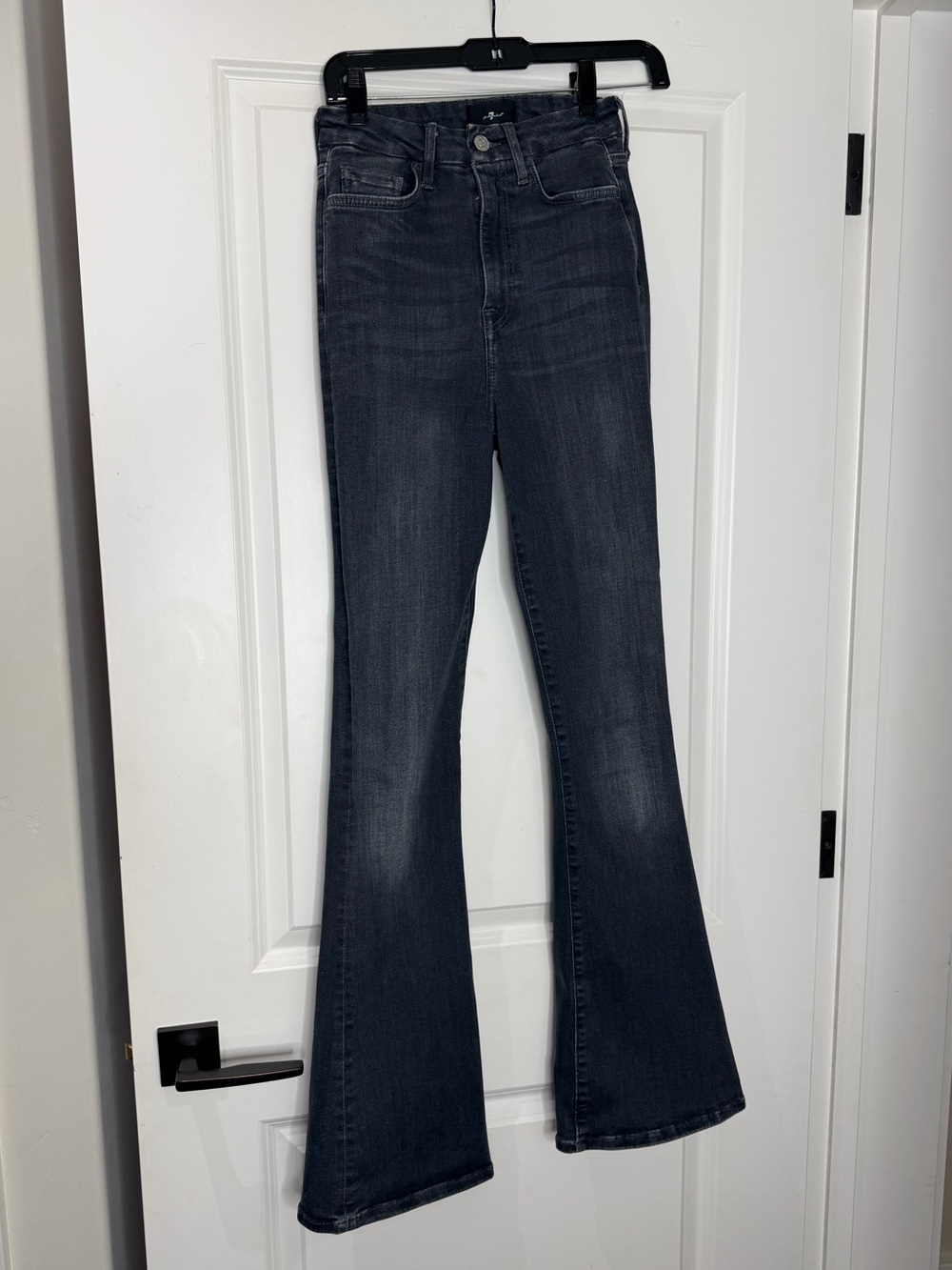 7 For All Mankind Dark Gray High-Rise skinny boot Jeans